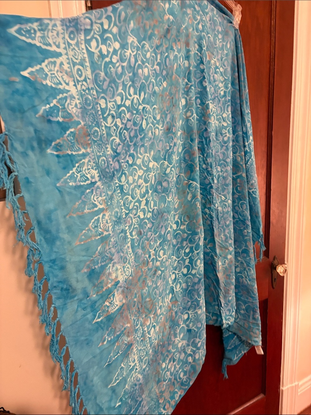 Turquoise Blue Boho Fringe Sarong Wrap - Picture 2 of 6